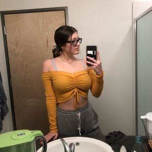 Mustard tied crop top